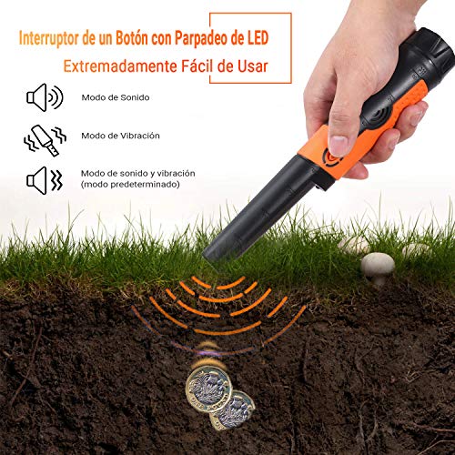 TACKLIFE Detector de Metales Portátil, Pinpointer 360° IP68 Totalmente Impermeable, 3M Medición Subacuática, Indicación de Sonido/Vibración, Escaneo, Funda/Cable Colgante/Batería Incluida - MPP01