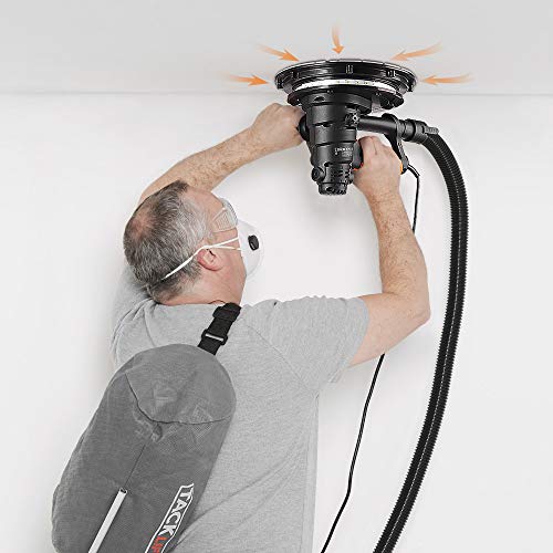 TACKLIFE Lijadora de Pared 800W con Sistema de Autolimpieza y Luz LED, Velocidades Variables 560-2050RPM con 12 Lijas Manguera de Polvo de 2M, Lijadora Techo 225mm con Cable de Alimentación de 4,5M