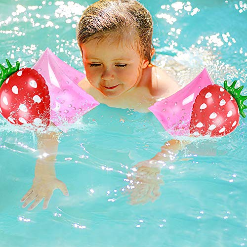 Tacobear 2 Pares Natación Brazaletes Niños Flotador Natación Brazaletes Hinchables Manguitos 3D para niños 3-6 años Aprender a Nadar Actividades de Playa Piscina (Piña y Fresa)