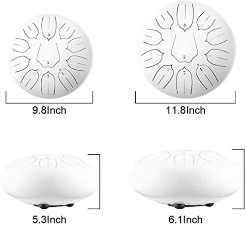 Tambor de Lengüetas Acero Tongue Drum, 11 Notas 12 pulgadas de batería de instrumentos de percusión del tambor de acero Chakra tanque Percusión Con acolchado viaje etéreo (Color: Verde) Tongue Drum Un