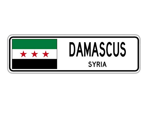 TammieLove Damasco, señal de Calle de Siria, Bandera de la Ciudad del país de la Calle de la Ciudad de la Calle de Damasco de Siria, Regalo de Pared de 10 x