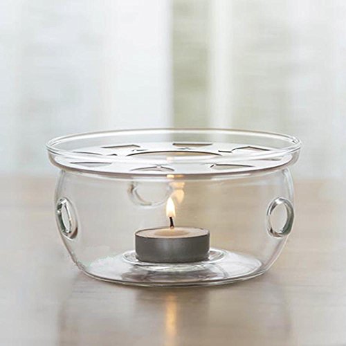 TAMUME Transparent 12.7 * 12.7 * 7.5cm Tetera Más Cálido Calentador Té Adecuado con Regalos Candelita para 200-600ML Tetera de Cristal Teapot Warmer (Cristal)