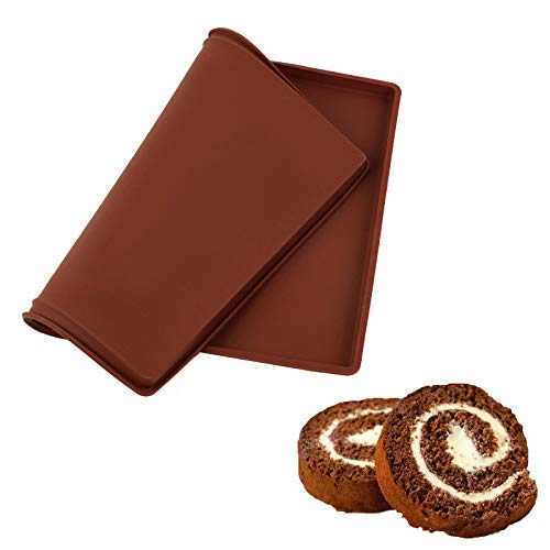 Tapete para Hornear de Silicona Estera de Horno Antiadherente Swiss Roll Mat Multifuncional Torta de Hornada de Pizza Pasteles Pad Bandeja de Herramientas para Cocina (Marrón, S)