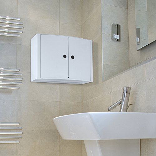 Tatay 4480202 - Armario de baño Horizontal con Dos Puertas en PP, 46 x 15,5 x 32 cm, Apto para Sistema de fijación Glu&Fix armarios, Blanco