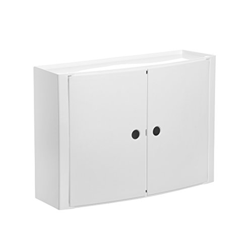 Tatay 4480202 - Armario de baño Horizontal con Dos Puertas en PP, 46 x 15,5 x 32 cm, Apto para Sistema de fijación Glu&Fix armarios, Blanco