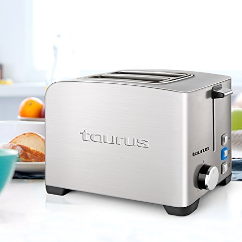 Taurus Mytoast II Legend Tostador de 39 mm, 850 W, Acero Inoxidable, 2 Ranuras, Gris