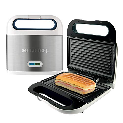 Taurus Sandwichera Phoenix Luxe, Grill, Resultados crujientes, Placas antiadherentes 21.5x12.5 cm, indicador Luminoso de Temperatura, Toque frío, fácil Limpieza, INOX