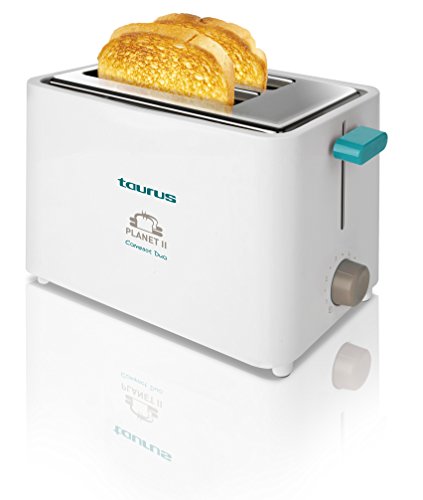 Taurus Tostador Planet II, 750 W, 0 Decibeles, Acero Inoxidable, 2 Ranuras, Blanco