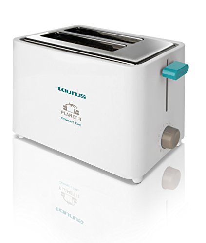 Taurus Tostador Planet II, 750 W, 0 Decibeles, Acero Inoxidable, 2 Ranuras, Blanco