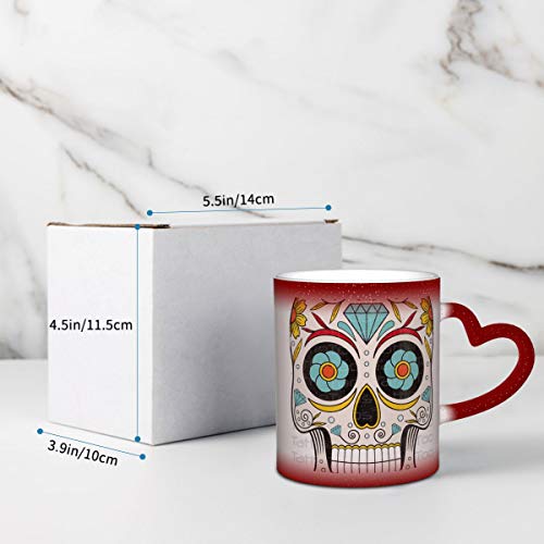 Taza de café con cielo estrellado termosensible personalizada del Día de los Muertos de México taza de 11 oz