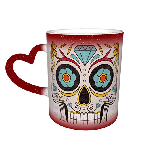 Taza de café con cielo estrellado termosensible personalizada del Día de los Muertos de México taza de 11 oz