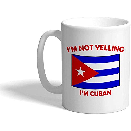 Taza de café divertida personalizada Taza de café No estoy gritando Soy Cuba cubana Taza de té de cerámica blanca 330 ml Diseño