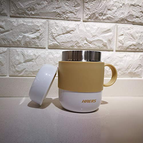 Taza de café Thermos, Taza con aislamiento al vacío de acero inoxidable de doble pared con tapa y mango - Taza a prueba de fugas 100% para viajes o uso en el hogar (Blanco)