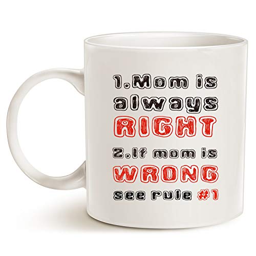 Taza Divertida para el Día de la Madre, con Texto en inglés Mom Is Always Right, Color Blanco, 325 ml