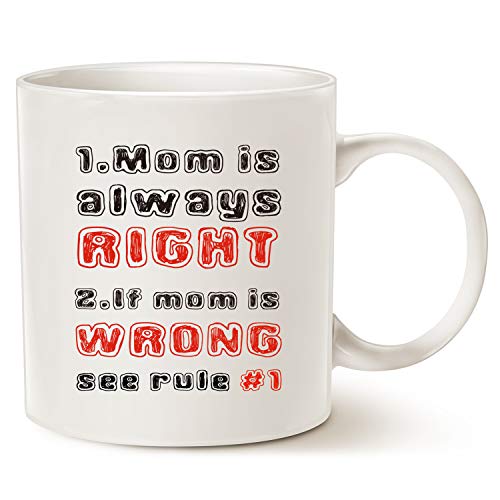 Taza Divertida para el Día de la Madre, con Texto en inglés Mom Is Always Right, Color Blanco, 325 ml