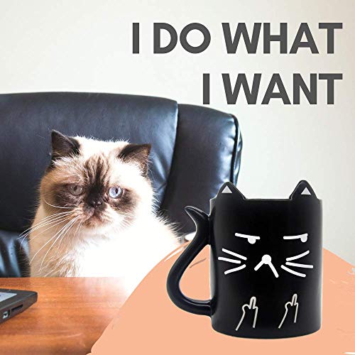 Taza gato, tazas desayuno originales, taza termosensible, taza café sensible a calor, taza Divertida con frases I Do What I Want, taza cambio color, opción regalo perfecto, taza graciosa, Onebttl-NEKO