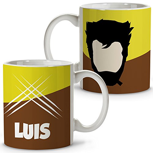 Taza Superhéroes Personalizada con Nombre. Regalo Friki. Varios Diseños y Colores Interior. Lobezno