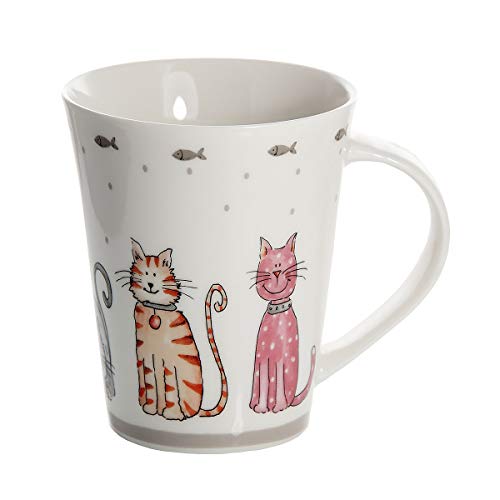 Tazas de té, tazas de café, conjunto de 2 tazas con diseño de gatos, porcelana blanca de calidad regalos gato