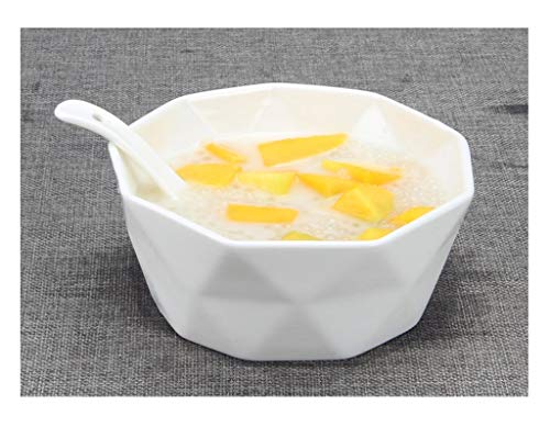 Tazón de sopa Tazón de cerámica japonés, vajilla de cerámica blanca, tazón de ensalada de frutas, tazón de postre vegetal, tazón de sopa de fideos fríos, [6in, 7in, 8in] Tazón de fideos ( Size : 8in )