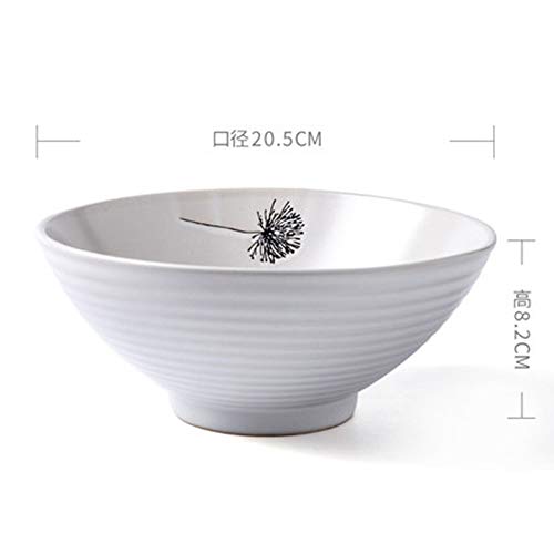 Tazón Soup Bowl Retro plato de cerámica Vajilla Noodle Bowl personalizada Cuenco Ensaladera de comer del plato de Hogares Soup Bowl, de 8 pulgadas Vajilla Adecuado para muchos platos ( Color : White )