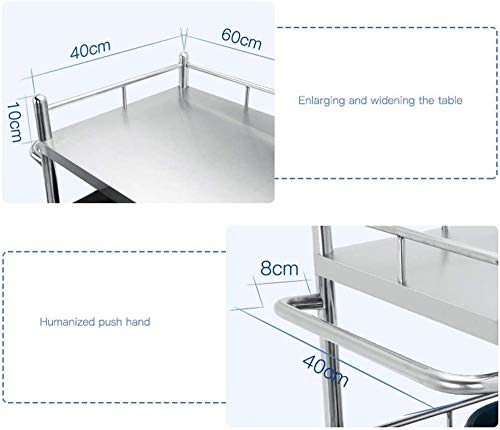 TC Utilidad Médicos de Acero Inoxidable Carro de la Compra, Carrito con Ruedas de Bloqueo 2, Cocina Cesta Carro de Servicio Catering Estante de Almacenamiento para el Hotel Restaurant Hospital de Ini