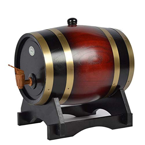 Tcbz Dispensador de Barril de Whisky, barriles de envejecimiento de Roble, decantador de Barril de Whisky casero para Vino, licores, Cerveza y Licor, 5 l, Color Retro