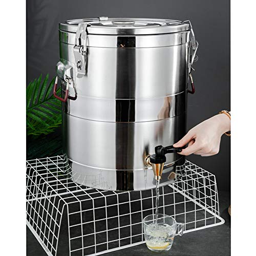 Té Termo Cubo De Acero Inoxidable Dispensador De Bebidas Más Cálido Para El Agua Para El Té Café Con Leche Dulce Sopa,20L / 30L / 40L,Plata,30L