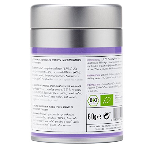 TEATOX Yoga Spirit, té de hierbas orgánicas con hinojo y lavanda (Lata)