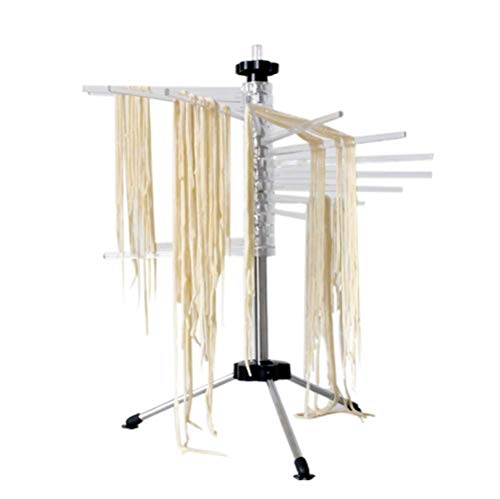 Tebery Secador de Pasta para hasta 2,5 kg de Pasta, 16 peldaños Extensibles, Varilla de Transporte integrada, Plegable – Secador de Espaguetis, secador de Pasta