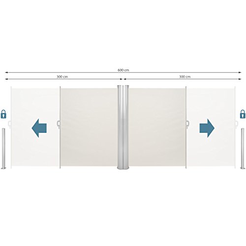 TecTake 800387 Toldo Lateral Doble Separador Retráctil Terraza Protección Jardin de Vivienda y de Base Postes Completo de Aluminio Tamaños (Beige | 160x600cm | No. 402333)