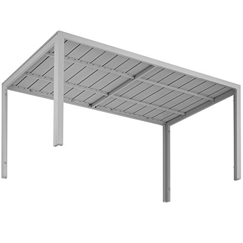 TecTake 800716 Mesa de Jardín Rectangular, Estructura Inoxidable de Aluminio, Patas Ajustables en Altura, Ideal Exterior Interior, 150x90x74.5cm (Plateado | No. 403297)