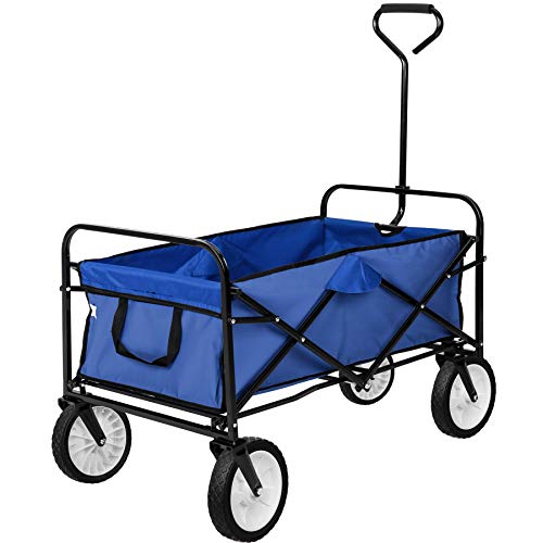 TecTake Carro de Mano Plegable y abatible Carrito de Transporte | Carga 80kg (Azul | no. 402595)