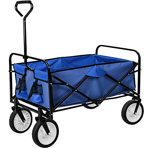 TecTake Carro de Mano Plegable y abatible Carrito de Transporte | Carga 80kg (Azul | no. 402595)