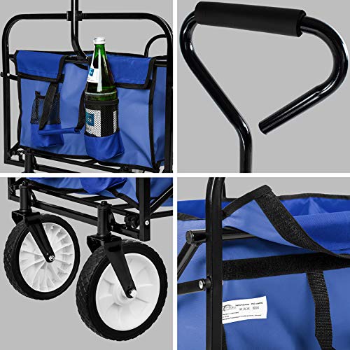 TecTake Carro de Mano Plegable y abatible Carrito de Transporte | Carga 80kg (Azul | no. 402595)