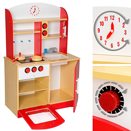 TecTake Cocina de madera de juguete para niños juguete juego de rol toy - varios modelos - (rojo | no. 401235)