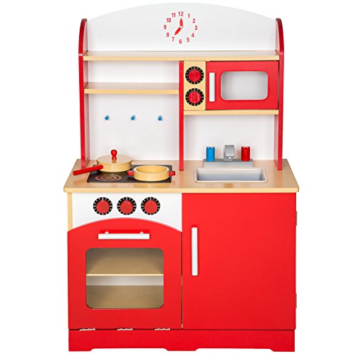 TecTake Cocina de madera de juguete para niños juguete juego de rol toy - varios modelos - (rojo | no. 401235)