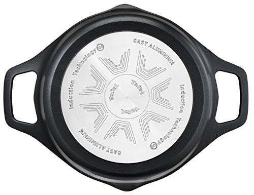 Tefal Aroma - Cacerola de 24 cm aluminio fundido y tapa, antiadherente titanio, con picos vertedores, apta para todo tipo de fuegos incluso inducción y horno