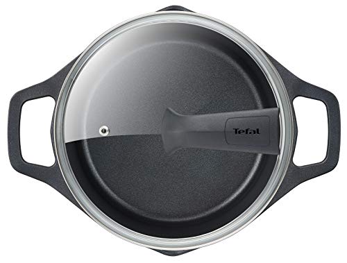 Tefal Aroma - Cacerola de 24 cm aluminio fundido y tapa, antiadherente titanio, con picos vertedores, apta para todo tipo de fuegos incluso inducción y horno