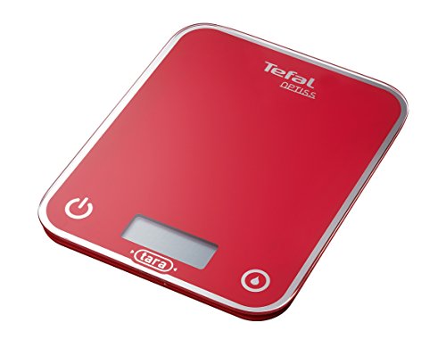 Tefal BC5003 Optiss-Báscula de Cocina, Color Rojo, Cristal esmaltado