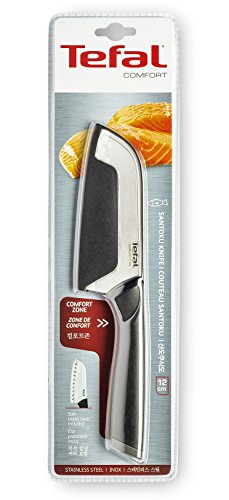 Tefal Comfort Cuchillo Santoku, Acero Inoxidable, Negro