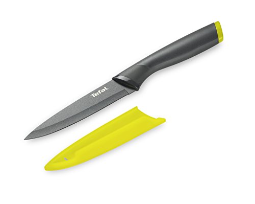 Tefal Fresh Kitchen - Cuchillo, Acero Inoxidable, Anthrazit/Gelb, 12 cm