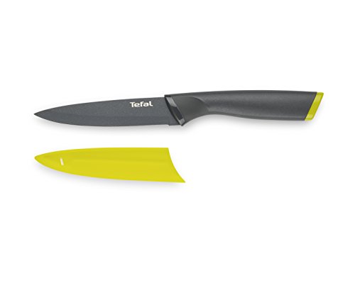 Tefal Fresh Kitchen - Cuchillo, Acero Inoxidable, Anthrazit/Gelb, 12 cm