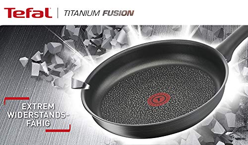 Tefal G12402 Titanium Fusion, 20 cm (Titanium Excellence antiadherente de sellado, Thermo-Spot, capa exterior Hard Fusion, apta para todos los tipos de cocina, incluida inducción), color negro