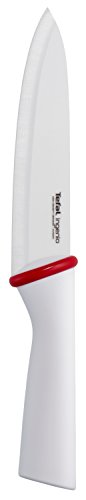 Tefal K15302 Cuchillo, Pástico y cerámica, Blanco y Rojo, 16 cm