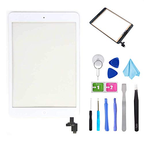 Tefir Blanco Digitalizador Pantalla táctil Panel Frontal Reemplazo de Reparación de Lente de Cristal para iPad Mini 1 2 A1432 A1489 (7.9 Pulgadas) Incluye IC Chip Cable Flex