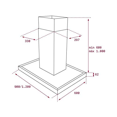 Teka DH2 ISLA 1285 INOX 796 m³/h De pared Acero inoxidable A - Campana (796 m³/h, Canalizado/Recirculación, A, A, C, 52 dB)