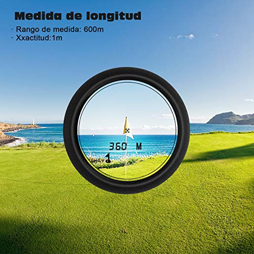 Telémetro de Golf,Tacklife-MLR04,Telémetro Profesional 600m,Telemetro Prismático Medidor Monocular, Multifunciones con Bloqueo de Bandera, 6X Aumento, Medición de diatancia y Velocidad,para Golf,Caza