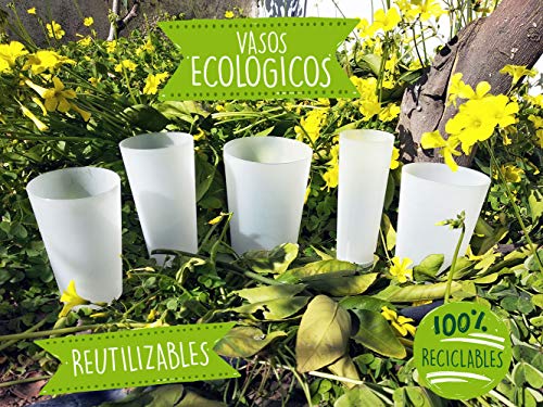 TELEVASO 48 uds - Vaso Sidra 500 ml Reutilizable Extra FUERTA- Polipropileno (PP) Duro e irrompible - Color traslúcido Satinado - Vaso ecológico Libre de BPA