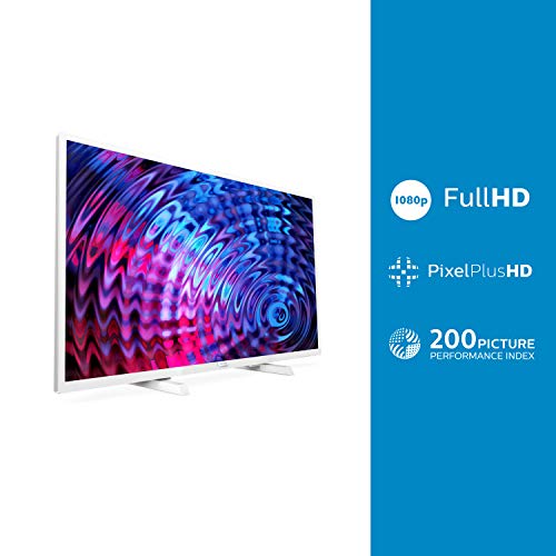 Televisor Philips 32PFS5603/12 32 Pulgadas (80 cm) Televisor LED Full HD Ultrafino (Pixel Plus HD, 2 entradas HDMI con EasyLink, USB, portátil), Color Blanco, Sintonizador Satélite