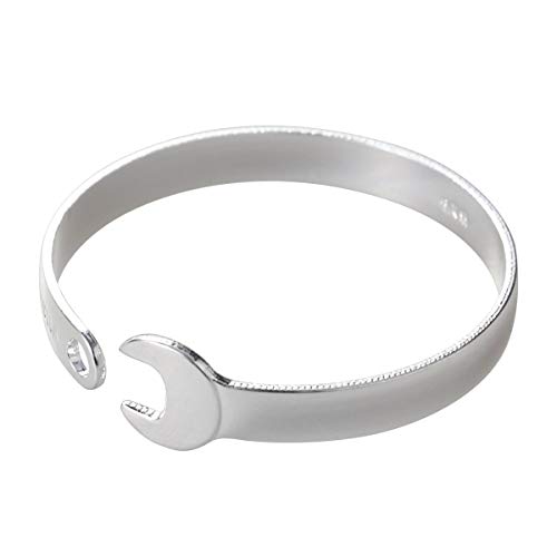 TENDYCOCO Brazalete de Acero de Titanio con Forma de Llave de Pulsera Abierta Retro para Hombres (Plata)